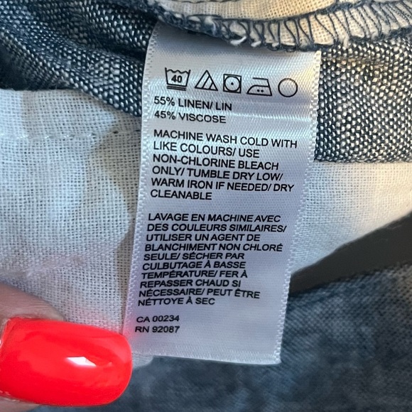 SAKS FIFTH AVENUE Linen Blend Pants Men 38 x 30 Navy Beach Summer NWT - Picture 2 of 8